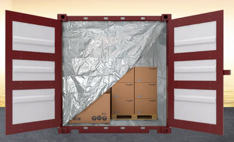 Thermal liner fitted in container